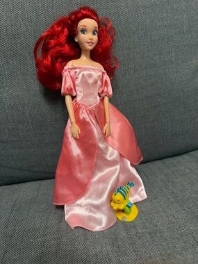 Disney Ariel Doll in Pink Dress with Red Hair